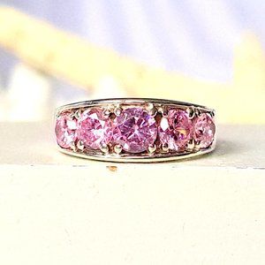 3 Carat Cotton Candy Pink CZ Sterling Silver Ring